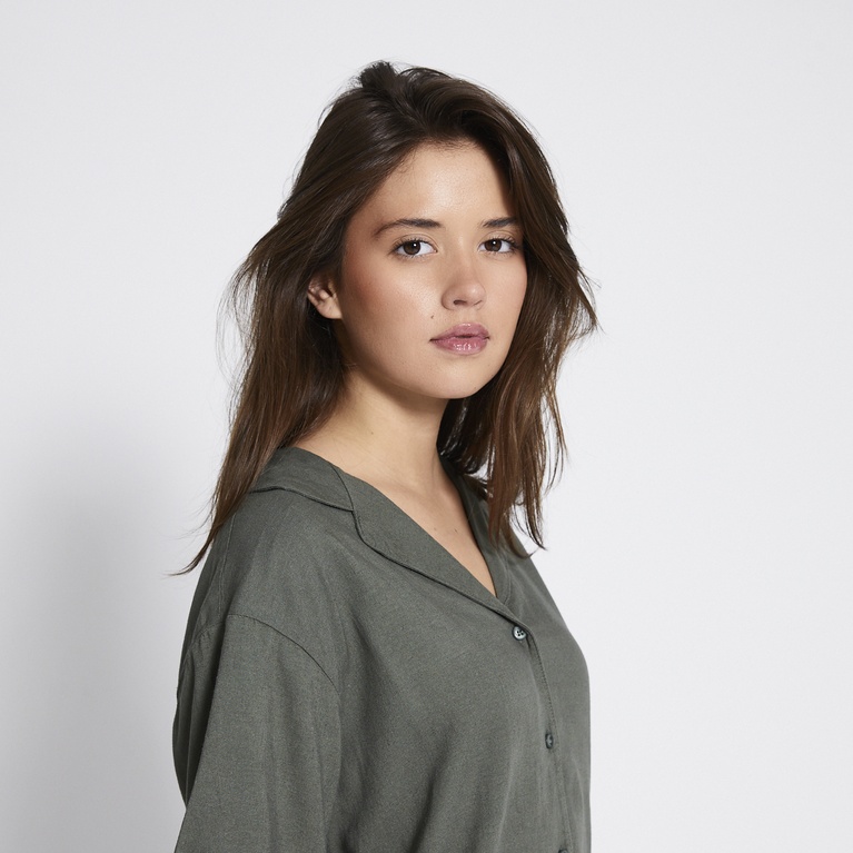 Linen blend shirt "Dixie" Army Green